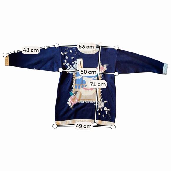 Vintage Sweater Kitsch Cottage Scene Novelty Cottagecore RARE Giacca Fashion - Picture 6 of 8